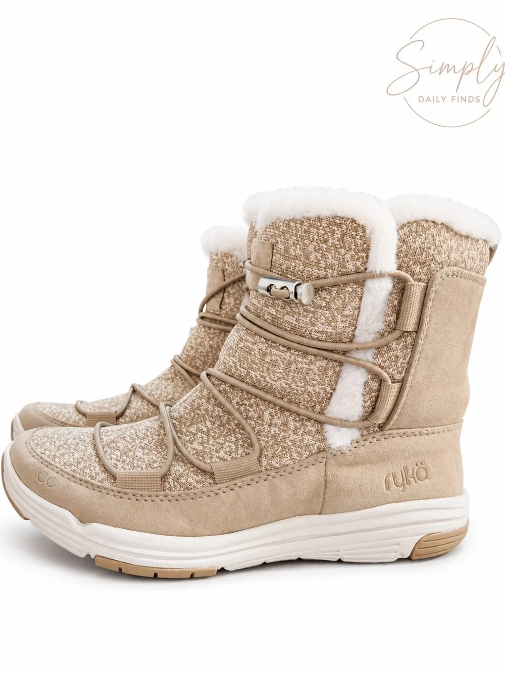 Ryka Aubonne Women’s 6 Faux Fur Winter Boots Beige Tan Cozy Snow Boots